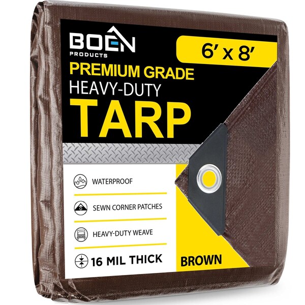 Boen Heavy Duty, 16 Mil, Thick Tarp, 6 x 8 ft - BR16T-68