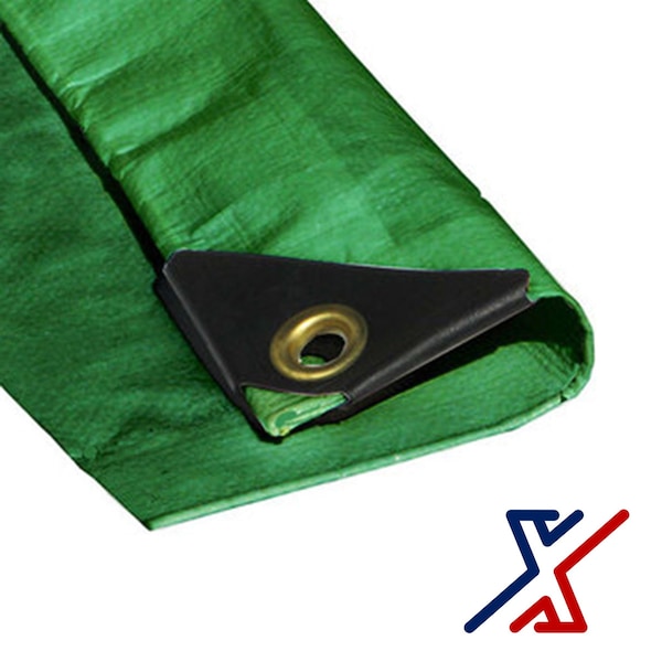 X1 Tools Heavy Duty Tarp, 12 ft x 20 ft, Green, Polyethylene - X1T-CAN-T10-GRE-2012