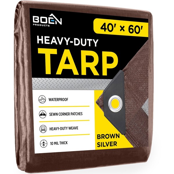 Boen Heavy Duty Tarp, 10 Mil, 40 ft x 60 ft - BS-4060