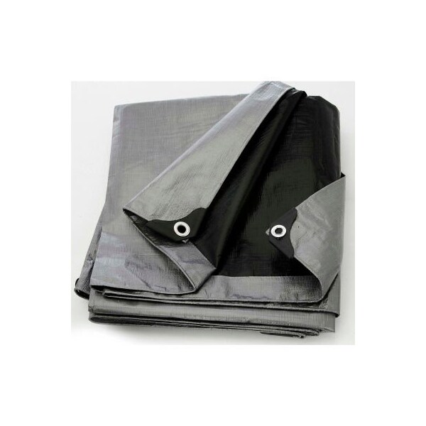 Jaydee Group Usa. Heavy Duty Tarp, 20 ft x 40 ft, Silver/Black, High-Density Polyethylene - ST-2040
