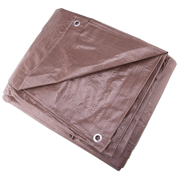 Prosource Tarpaulin, 10 ft L, 8 ft W, 5 mil Thick, Polyethylene, Brown - T0810BB90