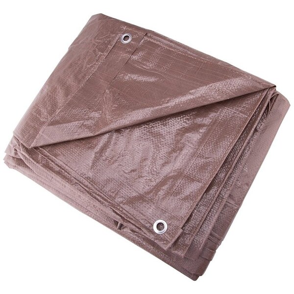 Prosource Tarpaulin, 12 ft L, 10 ft W, 5 mil Thick, Polyethylene, Brown - T1012BR90