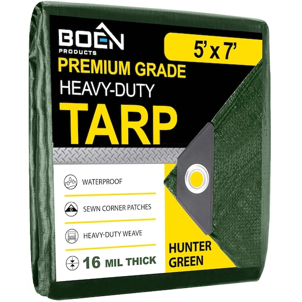 Boen Heavy Duty, 16 Mil, Thick Tarp, 5 x 7 ft - HGT-57