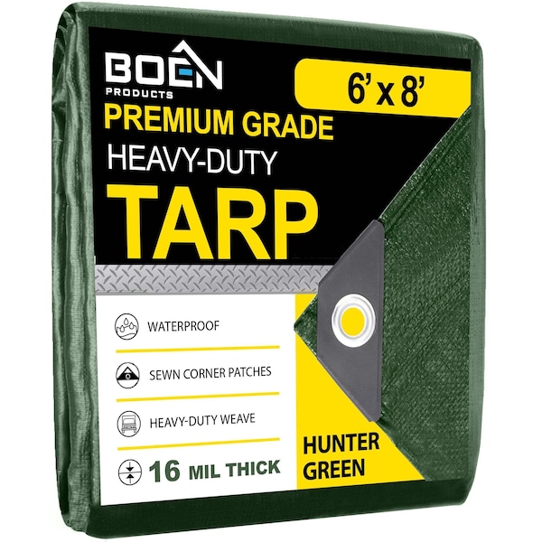 Boen Heavy Duty, 16 Mil, Thick Tarp, 6 x 8 ft - HGT-68