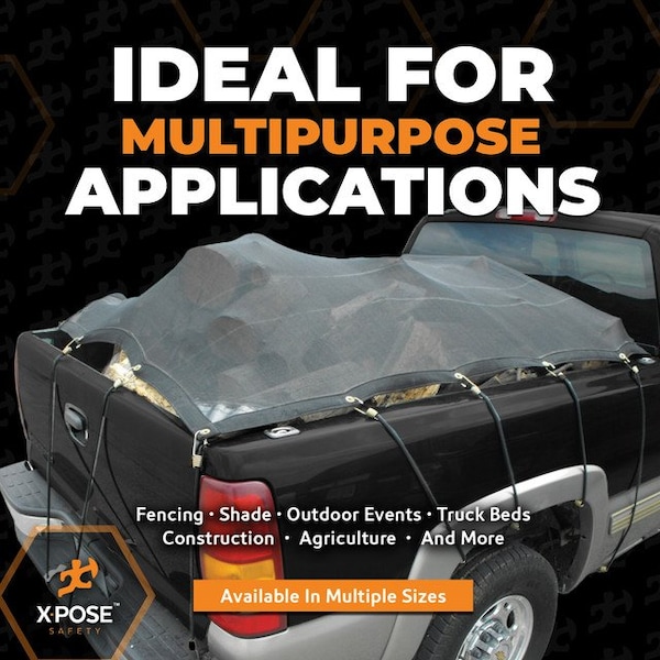 Xpose Safety Heavy Duty Mesh Tarp, 30 ft x 30 ft, 220 GSM, Black, Mesh - BMT-3030-X