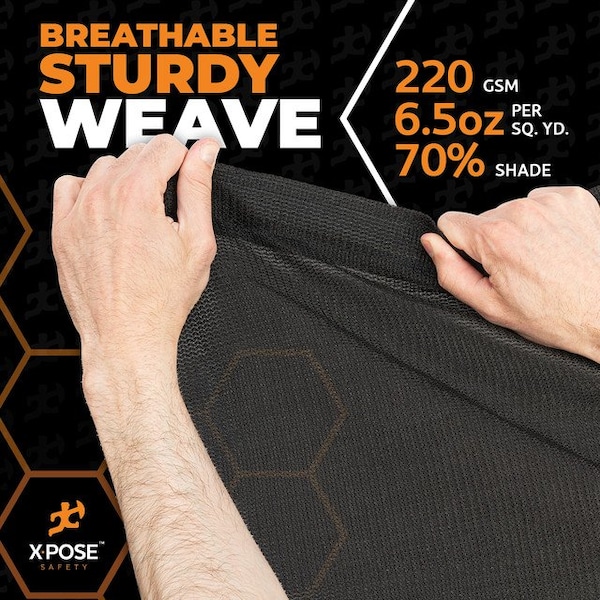 Xpose Safety Heavy Duty Mesh Tarp, 30 ft x 30 ft, 220 GSM, Black, Mesh - BMT-3030-X