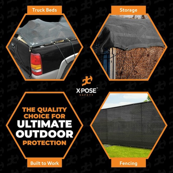 Xpose Safety Heavy Duty Mesh Tarp, 30 ft x 30 ft, 220 GSM, Black, Mesh - BMT-3030-X