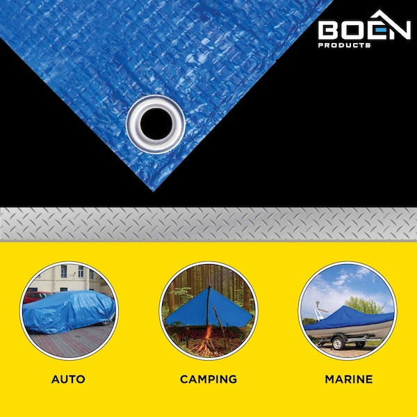Boen Tarp, 5 Mil, 6 ft x 8 ft, Blue - BT-68