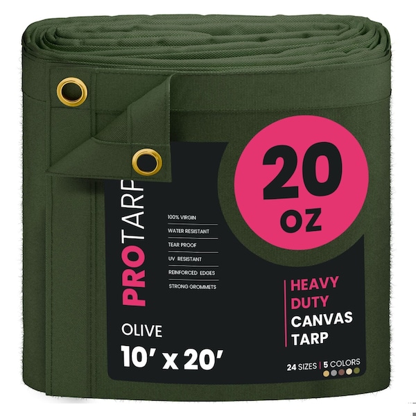 Protarp 10 ft. x 20 ft., 20 Oz, Olive, Polyester - PT-403-10X20