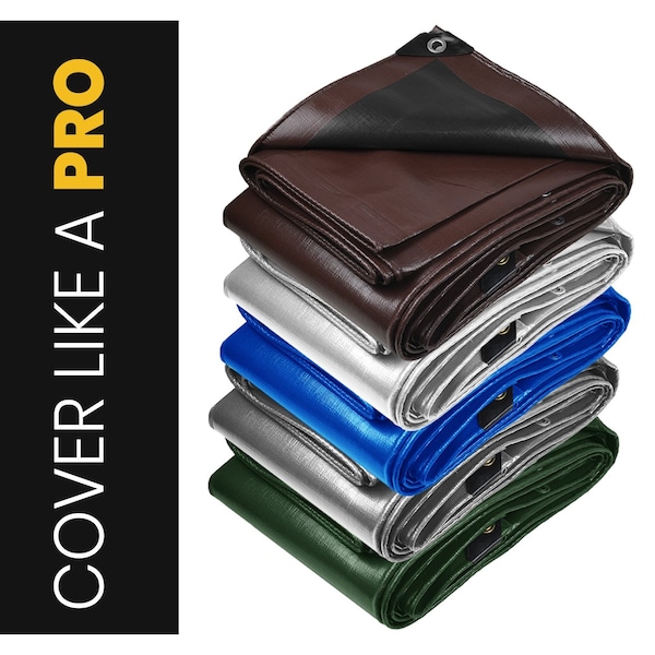 Protarp Heavy Duty Tarp, 30 ft x 60 ft, 16 Mil, Maroon, Polyethylene - PT-107-30X60