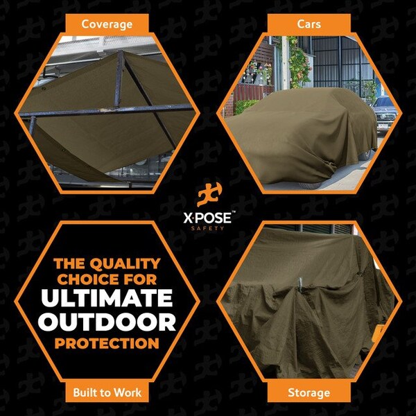 Xpose Safety Tarp, 12 ft x 14 ft, 10 oz, Olive Drab, Canvas - CTOD10-1214-X