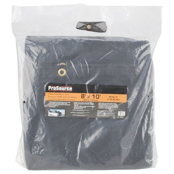 Prosource 742718 Mesh Tarpaulin, 10 ft L, 8 ft W, Polypropylene, Black - 742718/7024425