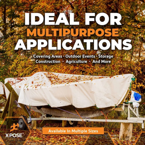Xpose Safety Heavy Duty Tarp, 40 ft x 60 ft, 12 Mil, White, Polyethylene - WHD-4060-A-X