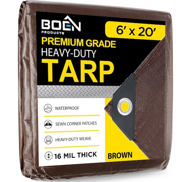 Boen Heavy Duty, 16 Mil, Thick Tarp, 6 x 20 ft - BR16T-620