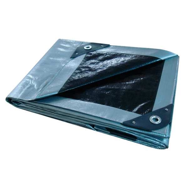 Zoro Select Heavy Duty Tarp, 19 ft x 19 ft 6 in, 10.5 Mil, Silver/Black, Polyethylene - 5WTN9
