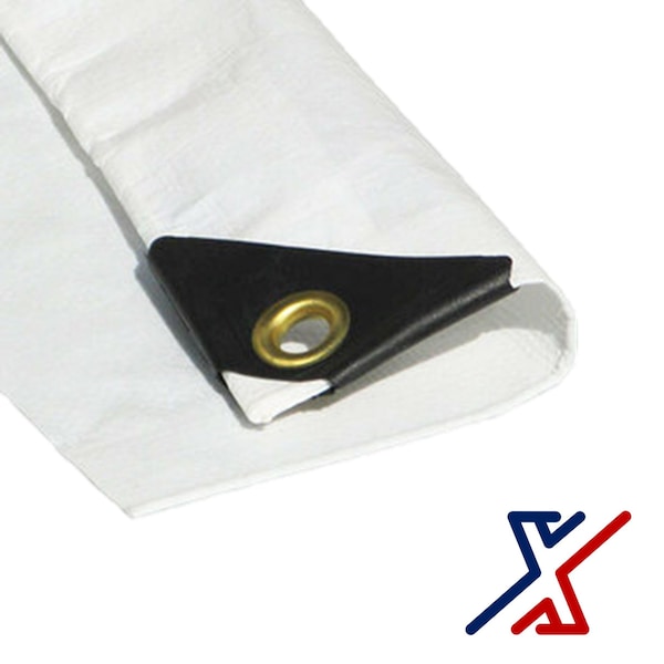 X1 Tools Heavy Duty Tarp, 20 ft x 7 ft, 12 Mil, White, Polyethylene, Fire Retardant - X1T-CAN-TFR-WHI-0720