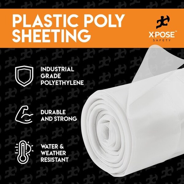 Xpose Safety Tarp, 12 ft x 100 ft, 4 Mil, White, Polyethylene - C-412-X