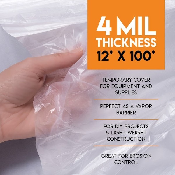Xpose Safety Tarp, 12 ft x 100 ft, 4 Mil, White, Polyethylene - C-412-X