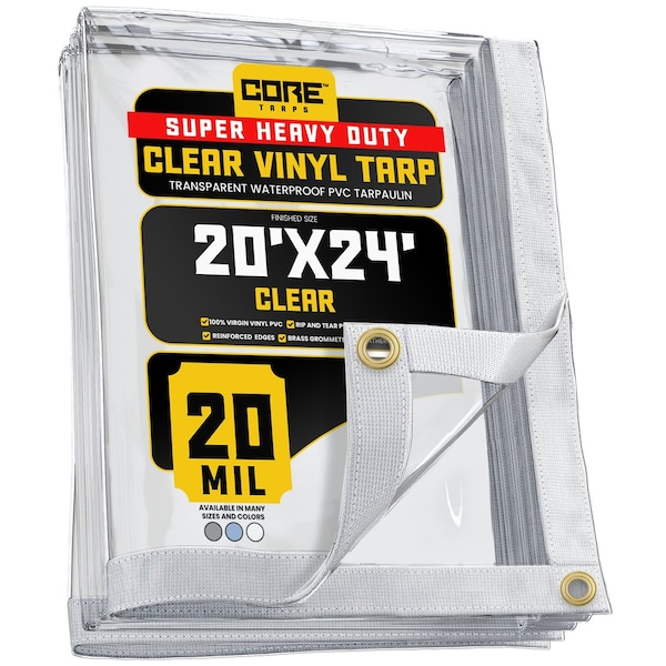 Core Tarps Tarp, 8 ft x 20 ft, 30 Mil, Blue, Polyethylene, UV Resistant - CT-203-8X20