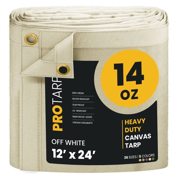 Protarp 12 ft. x 24 ft., 14 Oz, Off White, Polyester - PT-304-12X24
