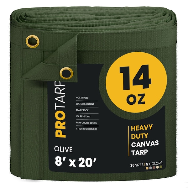 Protarp 8 ft. x 20 ft., 14 Oz, Olive, Polyester - PT-303-8X20