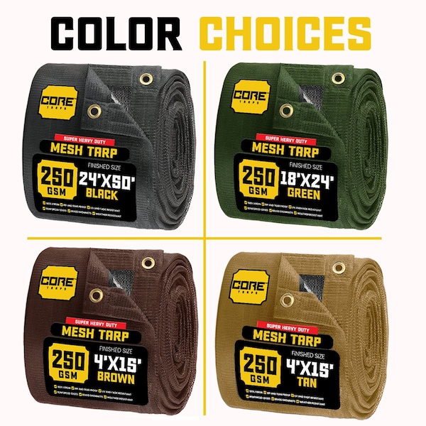 Core Tarps Mesh Tarp, 20 ft X 50 ft, Green, Polyethylene - CT-803-20X50