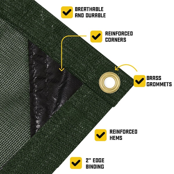 Core Tarps Mesh Tarp, 20 ft X 50 ft, Green, Polyethylene - CT-803-20X50