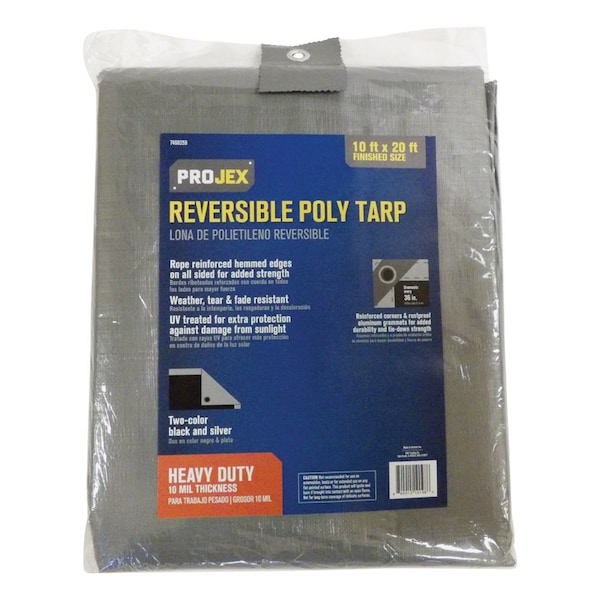 Projex Heavy Duty Tarp, 10 ft x 20 ft, Silver/Black - PROJSB1020