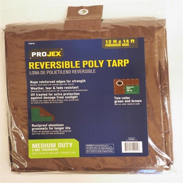 Gardencare 12 x 14 ft. Medium Duty Polyethylene Poly Tarp; Brown & Green - GA3313704