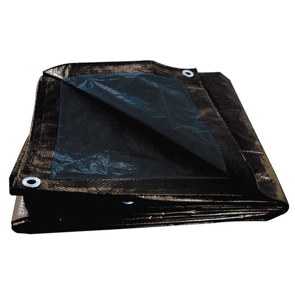 Zoro Select Standard Duty Tarp, 38 ft 6 in x 59 ft, 5.1 Mil, Brown/Black, Polyethylene - 5WTL1