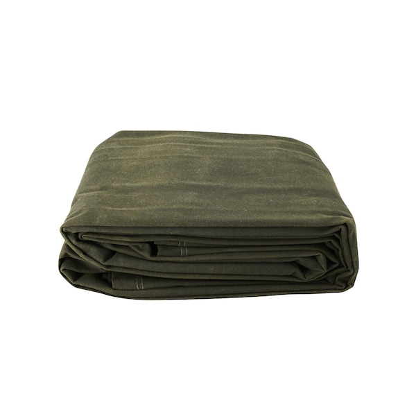 Tarps Now Tarp, 20 ft x 30 ft, 20 Mil, Olive Drab, Cotton Canvas - CS-CWD12-2030