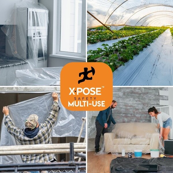 Xpose Safety Tarp, 20 ft x 100 ft, 6 Mil, White, Polyethylene, Fire Retardant - C-620FR-X