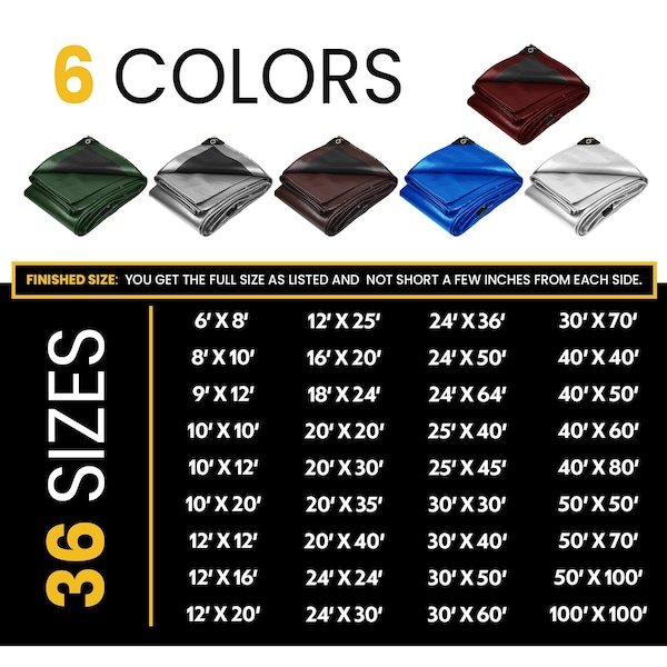 Protarp Heavy Duty Tarp, 6 ft x 8 ft, 16 Mil, Maroon, Polyethylene - PT-107-6X8