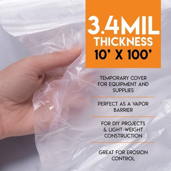 Xpose Safety Tarp, 10 ft x 100 ft, 3.4 Mil, White, Polyethylene - C-410IS-X