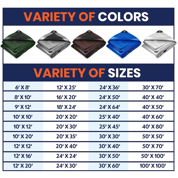 Tarpco Safety Heavy Duty Tarp, 12 ft L x 0.5 mm H x 9 ft W, 14 Mil, Blue, Polyethylene - TS-105-9X12