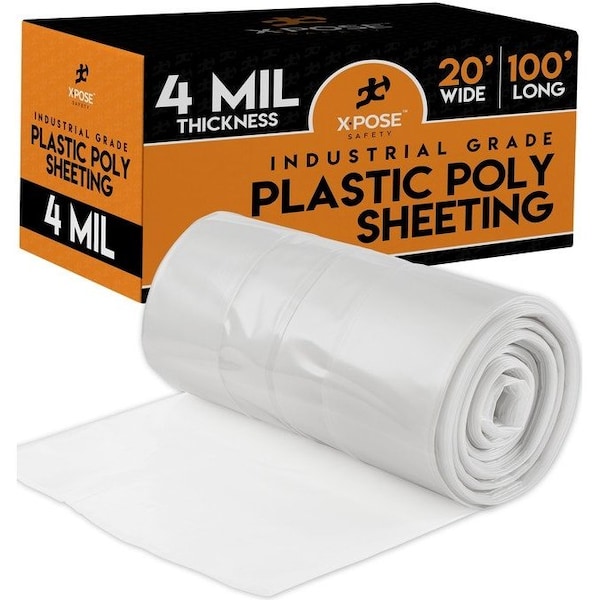Xpose Safety Tarp, 10 ft x 100 ft, 4 Mil, White, Polyethylene - C-420-X