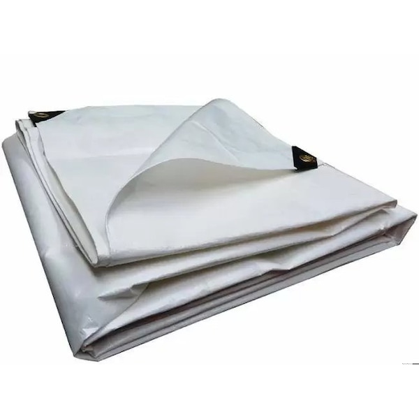 Tarps Now Heavy Duty Tarp, 6 ft x 30 ft, 12 Mil, White, Reinforced Polyethylene - CSP12W-0630