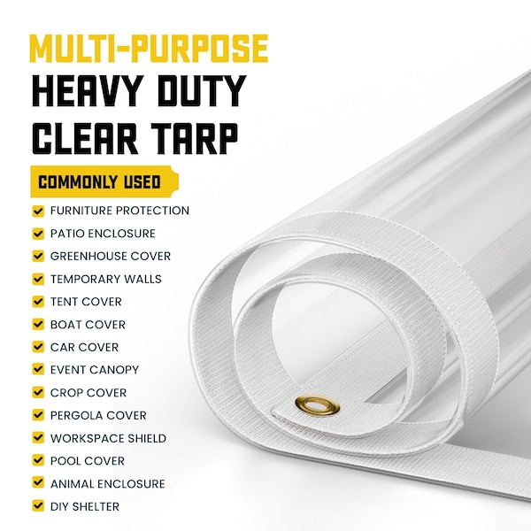 Core Tarps Tarp, 30 ft x 40 ft, 30 Mil, Clear, Polyethylene, UV Resistant - CT-201-30X40