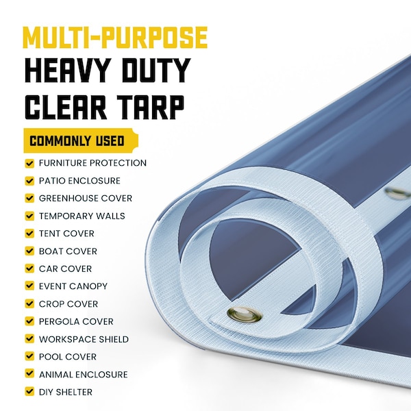 Core Tarps Tarp, 6 ft x 8 ft, 30 Mil, Blue, Polyethylene, UV Resistant - CT-203-6X8