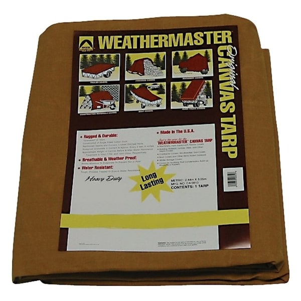 Dize Weathermaster Tarpaulin, 8 ft L, 6 ft W, Canvas, Tan - CA0608D