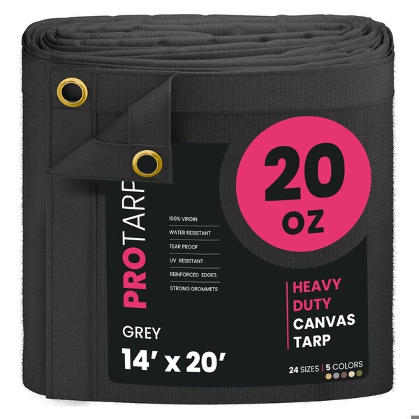Protarp 14 ft. x 20 ft., 20 Oz, Grey, Polyester - PT-401-14X20