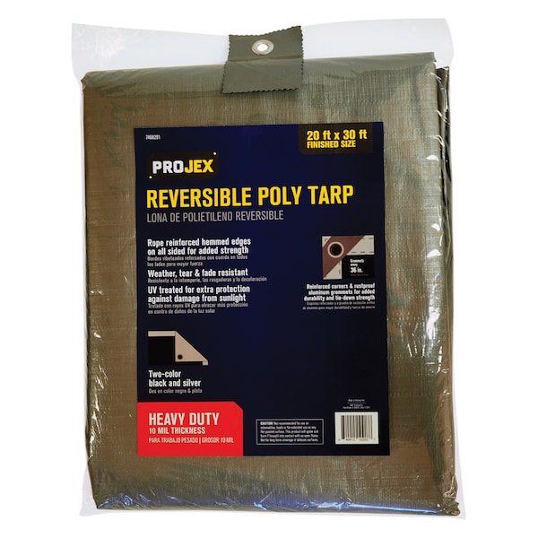 Projex Heavy Duty Tarp, 20 ft x 30 ft, Silver/Black - PROJSB2030