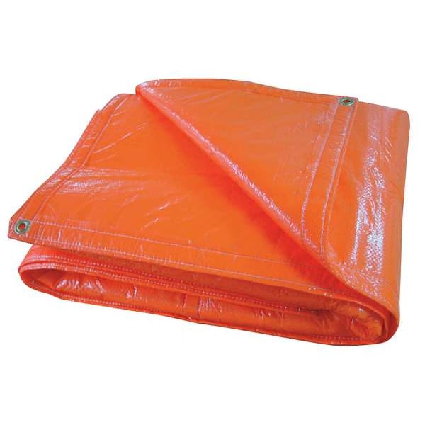 Zoro Select Standard Duty Tarp, 11 ft 8 in x 19 ft 6 in, 0.1875 in, Orange, Polyethylene - 5WUE7