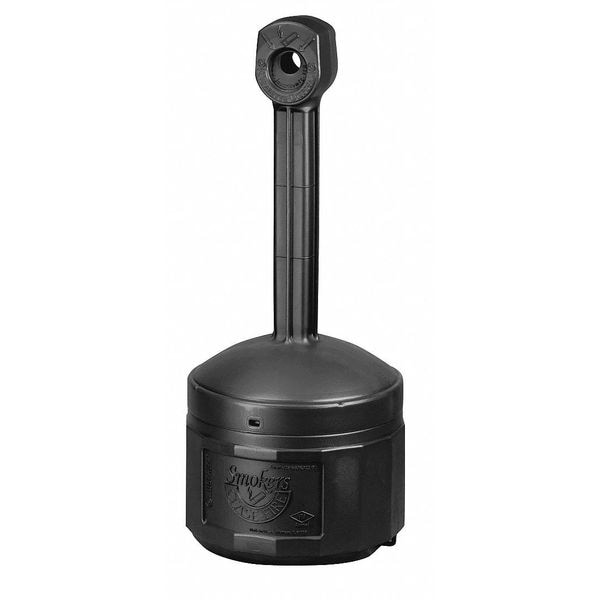 Justrite 4 gal Smokers Cease-Fire Cigarette Receptacle, 38-1/2 in H x 16-1/2 in Dia, Black - 26800D