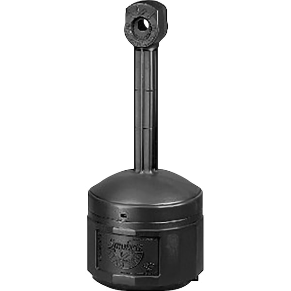 Justrite 4 gal Smokers Cease-Fire Cigarette Receptacle, 38-1/2 in H x 16-1/2 in Dia, Black - 26800D