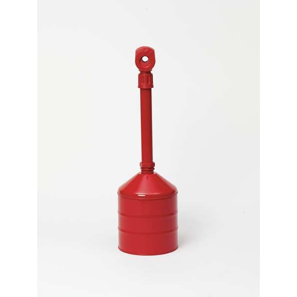 Justrite Cigarette Receptacle, 5 gal Capacity, 38 1/2 in H, 16 1/2 in W, 16 1/2 in Base Dia, Red - 26811R
