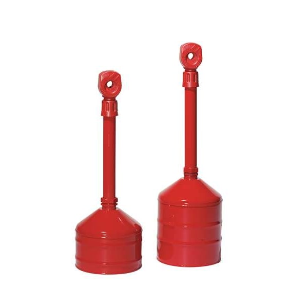 Justrite Cigarette Receptacle, 5 gal Capacity, 38 1/2 in H, 16 1/2 in W, 16 1/2 in Base Dia, Red - 26811R