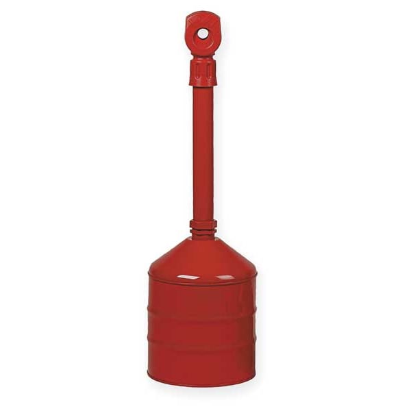 Justrite Cigarette Receptacle, 5 gal Capacity, 38 1/2 in H, 16 1/2 in W, 16 1/2 in Base Dia, Red - 26811R