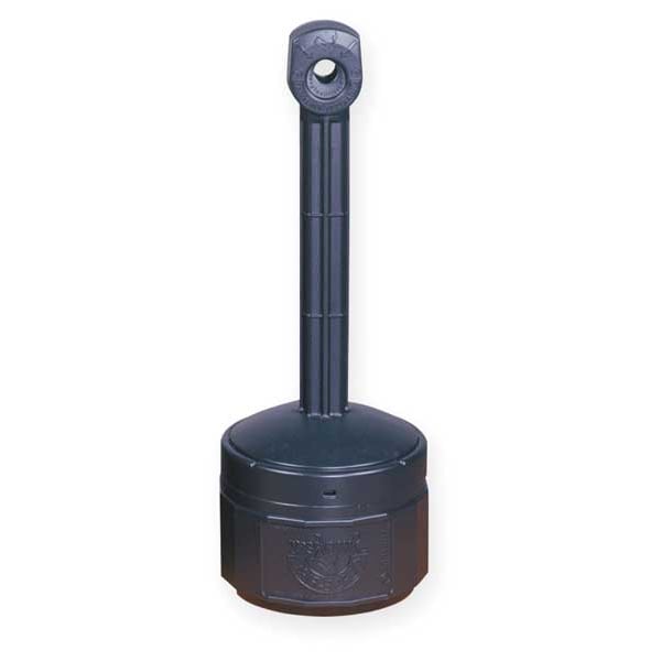 Justrite 1 Gal. Smokers Cease-Fire Cigarette Receptacle, Black - 26806D
