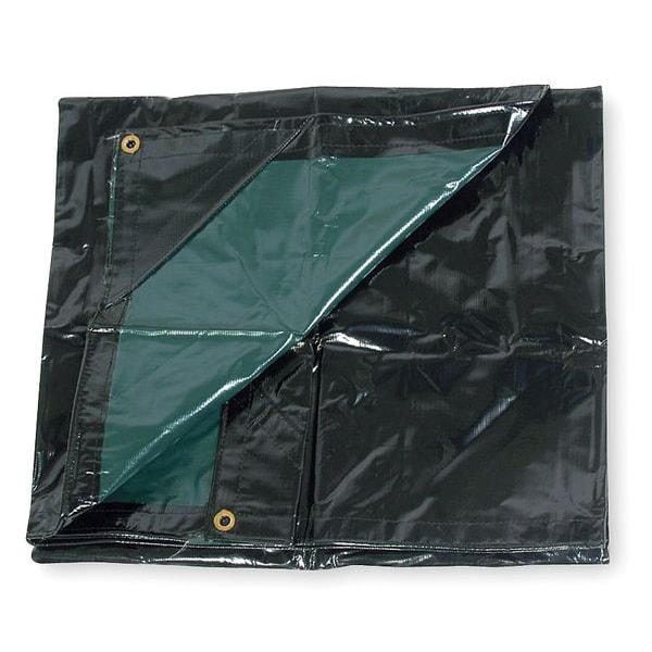 Zoro Select Standard Duty Tarp, 19 ft x 29 ft 4 in, 15 Mil, Black, Vinyl - 2ZJ63